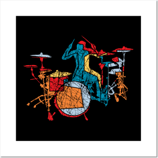 Abstract Colorful Drummer Posters and Art